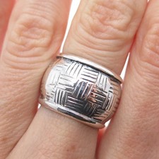 925 Sterling Silver Vintage Modernist Wide Band Oxidized Ring Size 6.5