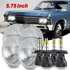 4PCS 5.75" Round LED Headlights High Low Beam w/H4 Bulbs For Jaguar XJ12 XJ6 XJS