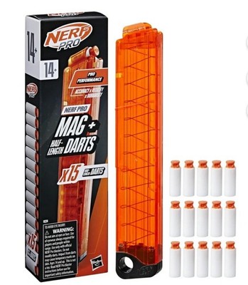 Nerf Pro Mag with 15 Half-Length Darts Magazine plus Refills for Torrent Sender