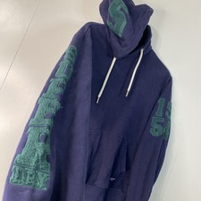 Superdry Mens Hoodie Large Carpet Logo Y2K GRAIL Blue Fade Streetwear L