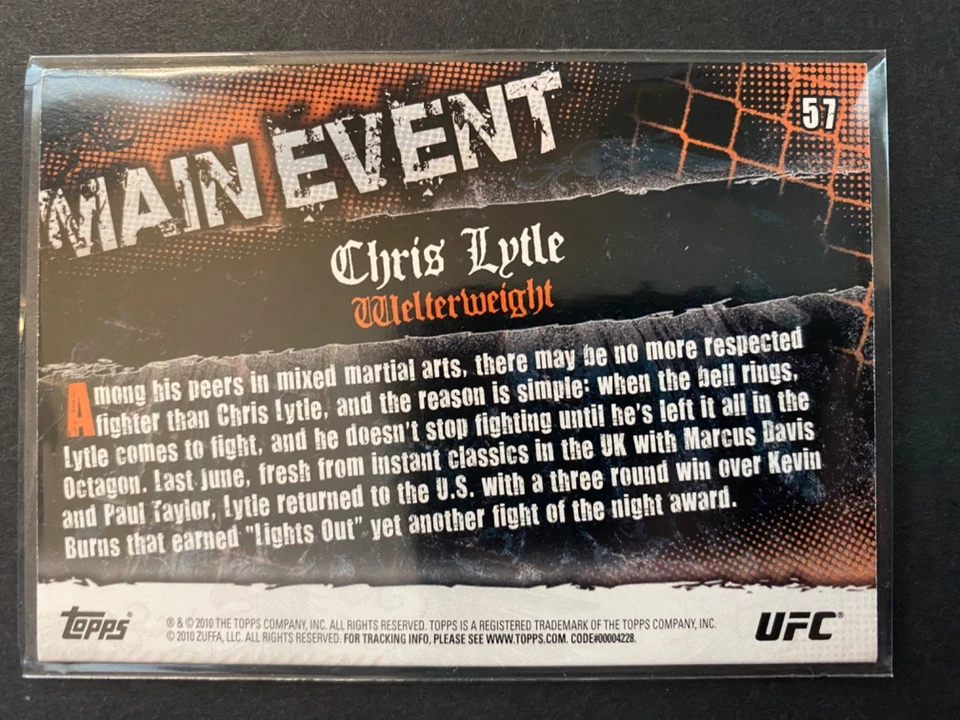 Chris Lytle - 2010 Topps UFC "Main Event" Card #57 - Image 2 of 2