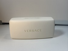 VERSACE WHITE LEATHER CLAMSHELL LARGE SUNGLASSES CASE CLOTH BOOKLET BOX