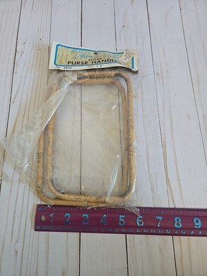 Fibre-Craft Rattan Purse Handles Macrame Crochet 5x7  VTG 1 Pair 5x7.5'' rectangl