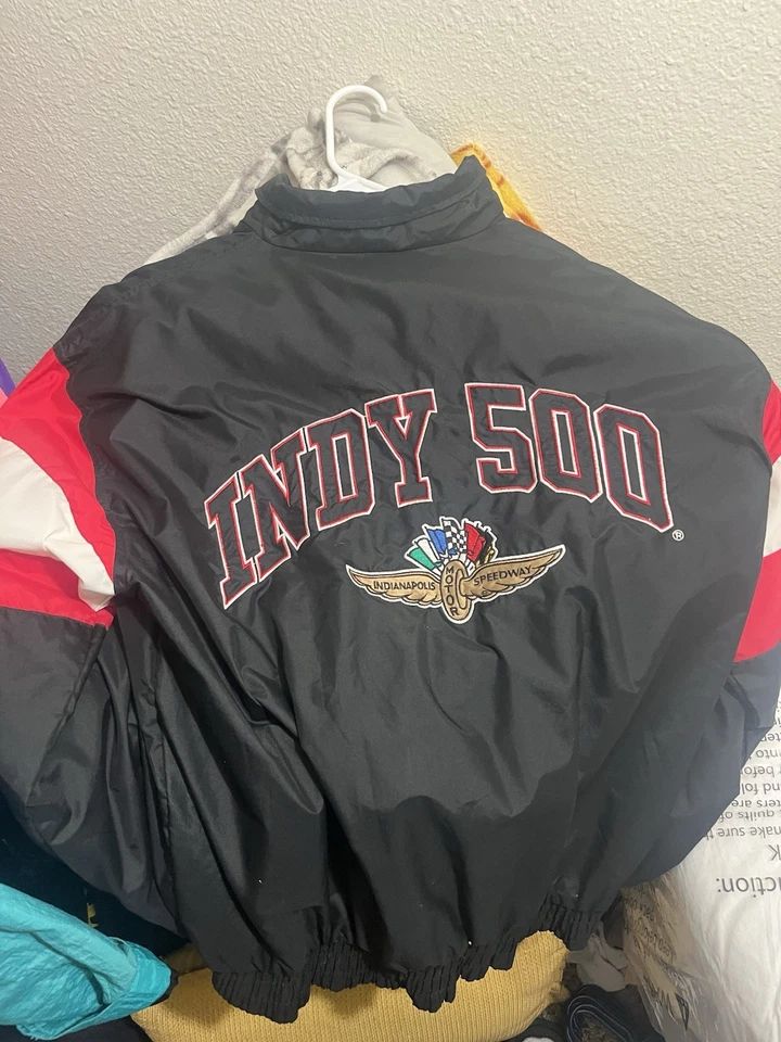 Винтажный Indianapolis Motor Speedway Indy 500 нашивка гоночная куртка пальто размер большой - Изображение 2 из 3