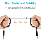 2M  3M  5M Headphone Aux Cable Audio Lead 3.5mm Jack to Jack Stereo PC Car Male