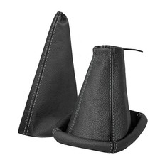 Schaltsack + Handbremsmanschette OPEL CORSA C 100% ECHT LEDER schwarz Naht grau
