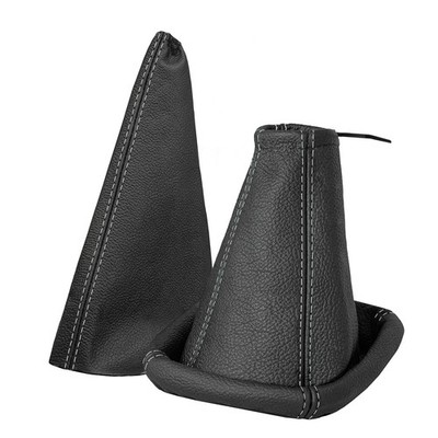 Schaltsack + Handbremsmanschette OPEL CORSA C 100% ECHT LEDER schwarz Naht grau