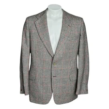 Daks Simpson London Sport Coat Blazer 42R Tweed Jacket Check Plaid 100% Wool