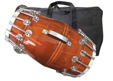 Wooden Musical Dholak Instrument Drum Nuts & Bolt With Kit Carry Bag