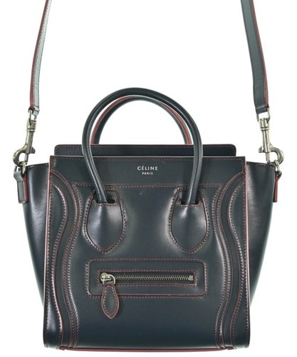 CELINE Luggage Nano Shopper Tote Bags Leather NavyxRed 180443 2200679541028