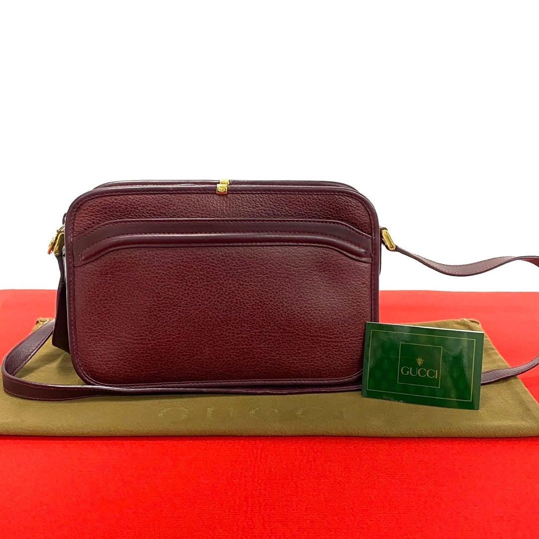 Gucci GG Logo Leather Shoulder Bag Vintage Brown 007.004