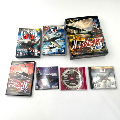 Vintage Flight Simulator 7 CD-ROM Bundle MegaCity MegaScenery Combat Fighters