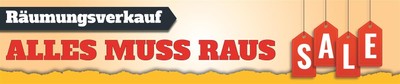 Banner 2,5 m 'Räumungsverkauf ALLES MUSS RAUS' Ausverkauf SALE Werbung PVC-Plane