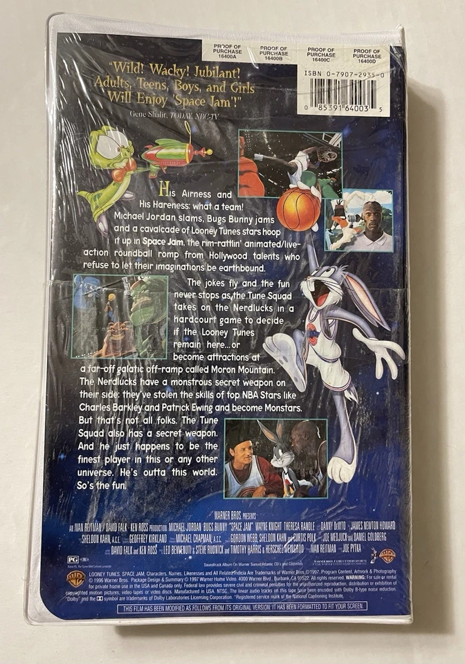 Space Jam w/ Collector's Coin VHS, 1997 Clam Shell WB Brand New Factory Sealed - Image 2 of 4
