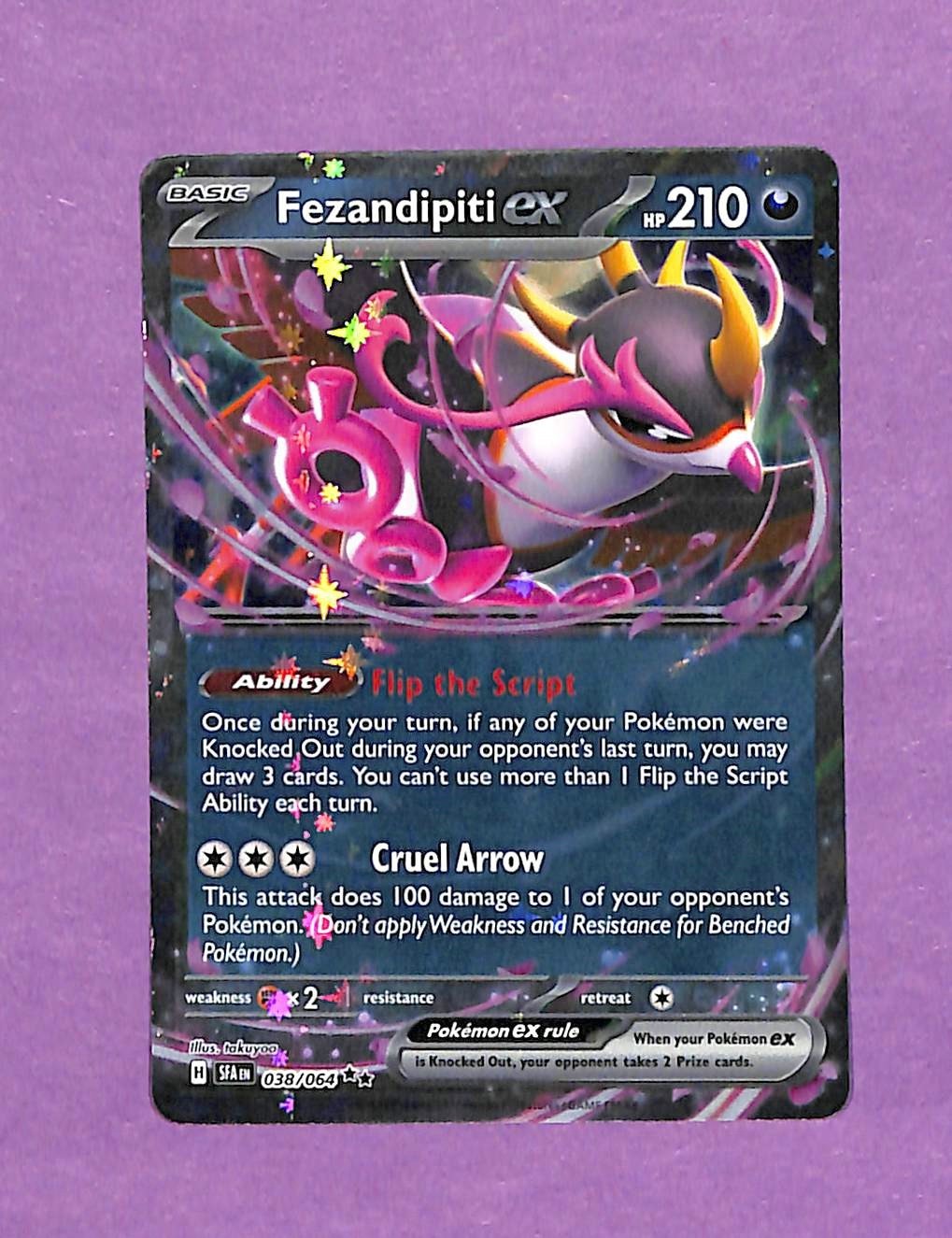 Fezandipiti ex 038/064 Pokemon Shrouded Fable Double Rare Holo NM