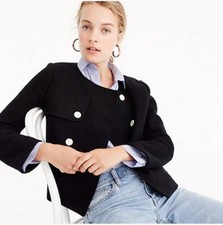 J.Crew Double-Breasted Black Boiled Wool Jacket Blazer Sz Small NWT Style H0385
