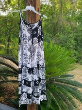 NEW Lola P. Black/White Floral Chiffon Dress Women's 1X Vintage Y2K 90s Fairy