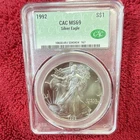 U.S. Mint 1992 American Eagle 1 oz .999 Silver Dollar CAC MS 69 Business Strike