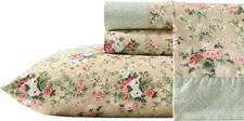Laura Ashley   Full Size Sheet Set, Crisp  Lightweight Cotton Percale Bedding w
