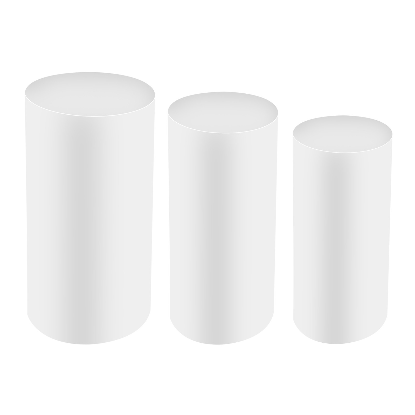 3*Cylinder Pedestal Stands Metal Display Pedestal Stands White for Wedding Decor