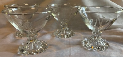 4 Anchor Hocking Vintage Berwick Boopie Clear Champagne Sherbet Monogram  N 