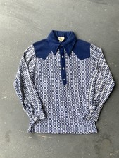 True Vintage 60s 70s Western Dagger Collar Shirt Size M