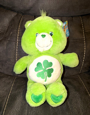 Care Bears Good Luck Bear Green/White Plush Stuffed Animal 2002 with tags.