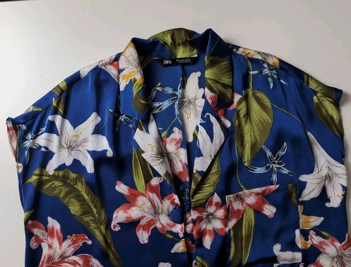 Women's Zara Floral Blue And Green Jumpsuit Size Medium - Picture 6 of 7