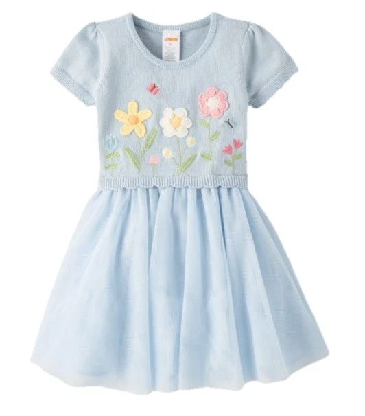 Gymboree Girls Dress 5T 6 7 8 Embroidered Floral Fit & Flare Tulle Dress NEW