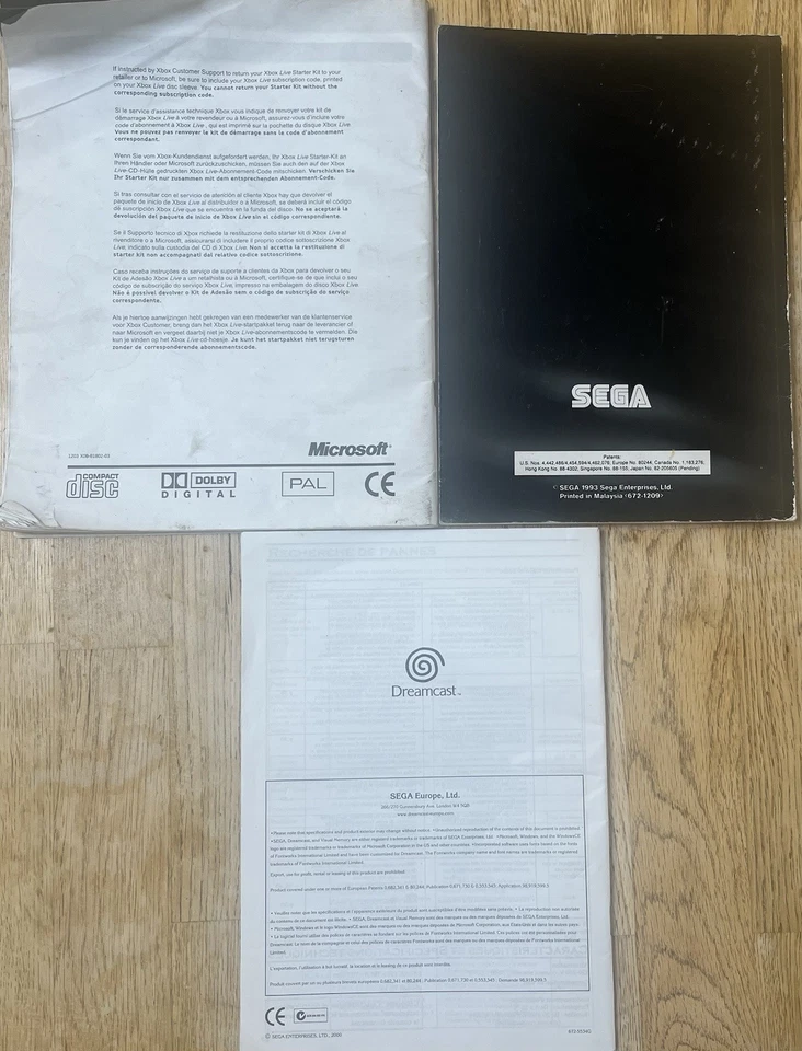 Set Of 3 Retro Gaming Instruction Manuals ( Dreamcast, Sega Mega drive 2, X Box) - Image 2 of 4