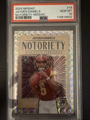 JAYDEN DANIELS 2024 NOTORIETY - MOSAIC! ROOKIE CARD! PANINI! PSA 10!