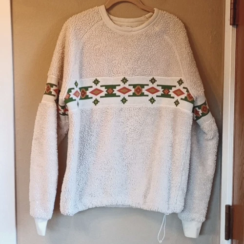 OFF WHITE Felpa Urban Outfitters Southwest Sherpa pull over accogliente oversize taglia S