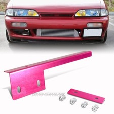 JDM Magenta Brushed Aluminum Front License Plate Relocate Bracket Universal