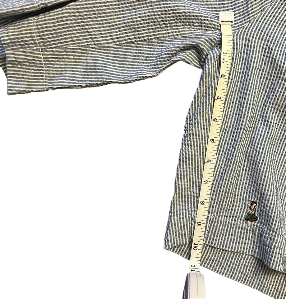 Pantalones Cortos BARRY BRICKEN Para Hombre Talla 38 Azul Rayas Seersucker Bordados Hula Niña Foto 4 de 4