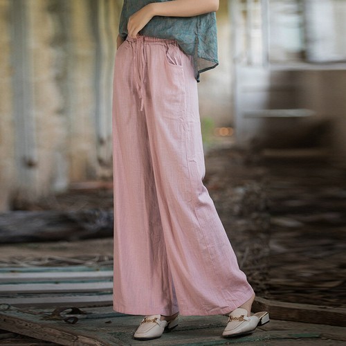 Frühling Sommer Baumwolle chinesische leichte Retro Leinen lange Hose weites Bein Hose - Bild 30 von 30