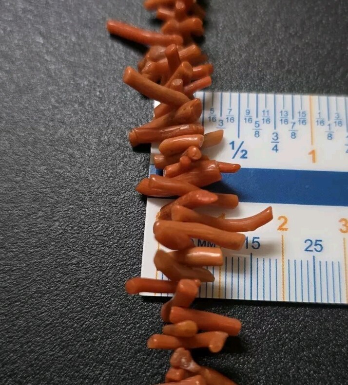 Vintage Mid-Century Yellow Gold Fill Mediterranean Coral Single Strand Necklace View 2
