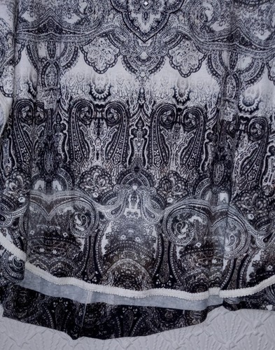 Womens Blouse World Unity XL Black White with Bling Flutter Sleeves Good Cond - Picture 4 of 8