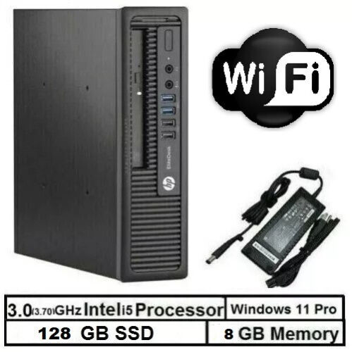 HP EliteDesk PC WiFi Core i5 (Turbo 3.70GHz) 128 GB SSD | Windows 11 - 8GB RAM