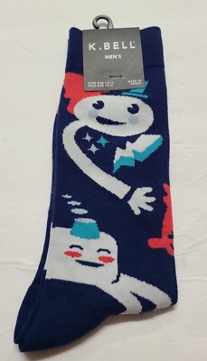 K Bell Mens 1 Pair Of Crew Socks RED, WHITE & BLUE, arch compression, NEW