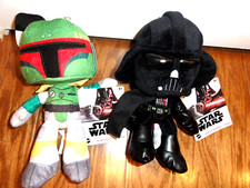 Mattel Star Wars 2 Plush Toys Darth Vader  Boba Fett w/Tags NEW