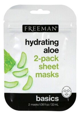 Freeman Hydrating Aloe Sheet Mask, 2-pack Sheet masks, Infused w/Aloe