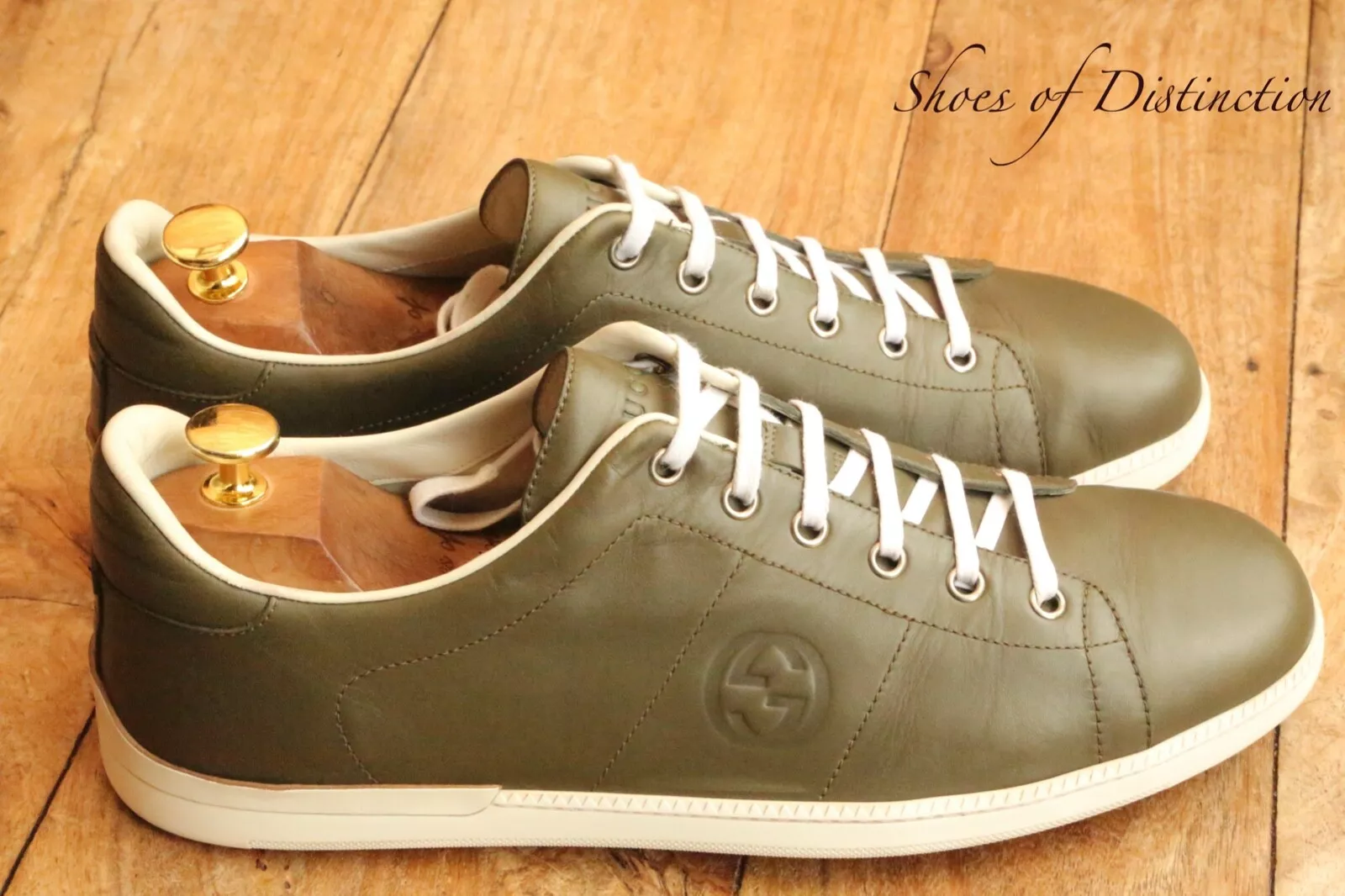 Gucci Ace GG monogramme vert cuir chaussures baskets hommes UK 10 G US 11