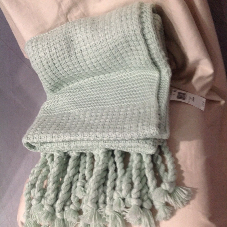 Charter Club Damask Designs Multi-Knit Tassel Throw Mint  - Image 2 of 4
