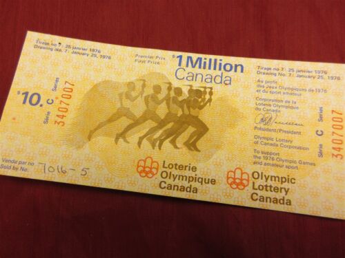 Ticker de loterie vintage canadien 1 million lot olympique tirage 25 janvier 1976 #3 #TP  - Photo 1 sur 2