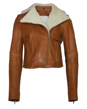 Adam Lippes Jacket With Sheepskin Collar In Brown Leather Ints