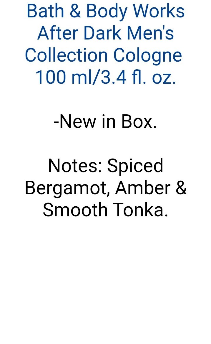 Bath & Body Works After Dark Men's Cologne 100 ml/3.4 fl oz And 3.7