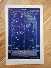 Northern Star Map for September - Antique Print - 1890