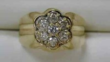 2Ct Round Lab Created Diamond Cluster Men's Wedding Ring 14K Yellow Gold Plated