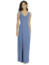 Dessy 8180...Full Length, Sleeveless, V-Neck Dress...Windsor Blue...Size 6...NWT