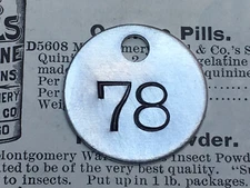 Number 78 Tag Aluminum Metal Numbered Keychain Stamped Token Fob Check